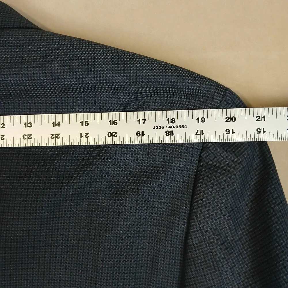 Chaps 44L Mens Sport Coat Jacket‎ Houndstooth Blue Rayon Polyester